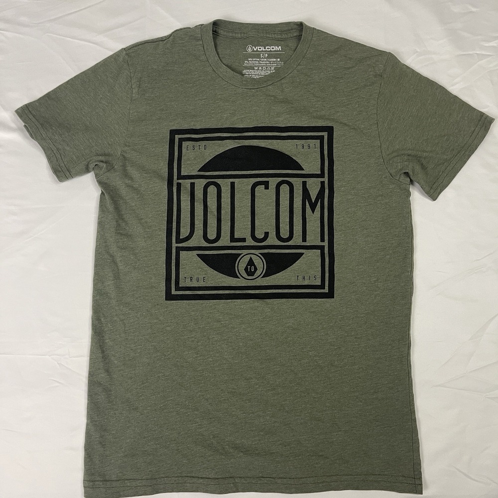 Volcom Jaunty T Shirt Mens Small Green Y2K True To This Stone Logo Skate Surf